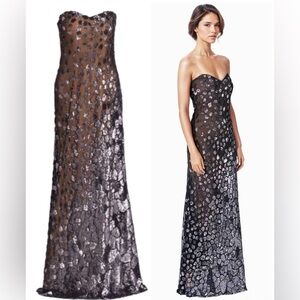 RENE RUIZ COLLECTION Sweetheart Strapless Sequin Gown In Black Plum Maxi Dress